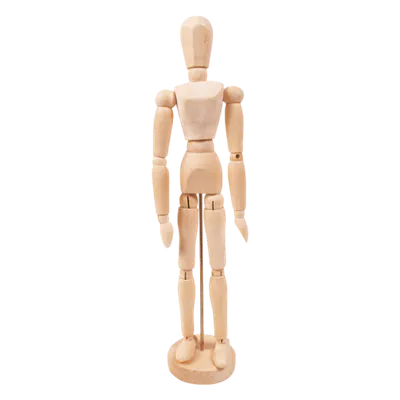 Figurina corp uman cu articulatii mobile, pe suport vertical, pentru pictura, desen