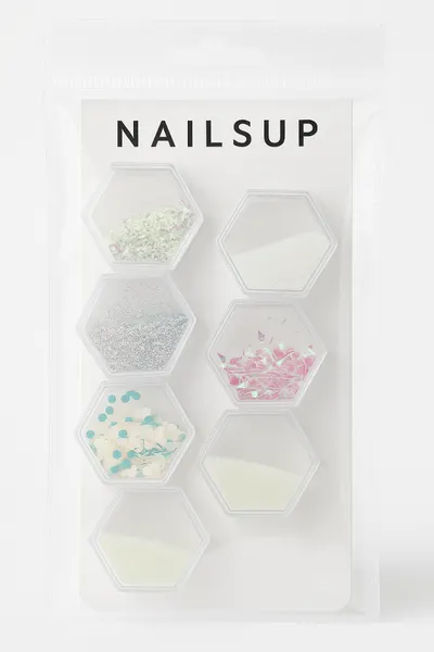 Set 6 Nail Art NailsUp Glitter & Flake