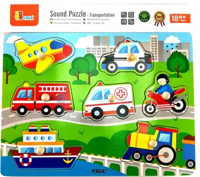Puzzle muzical din lemn Viga - Vehicule