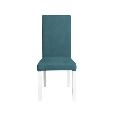 Scaun living TEO, picioare lemn alb, stofa turcoaz, 46x60x98 cm