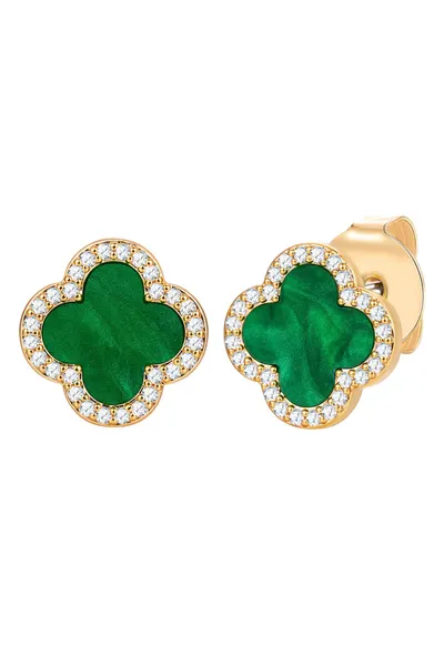 Cercei placati cu aur de 14K si decorati cu pietre zirconia - Auriu