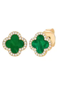 Cercei placati cu aur de 14K si decorati cu pietre zirconia - Auriu