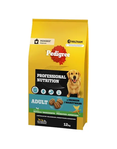 PEDIGREE Adult Professional Nutrition 2 x 12 kg hrană câine talie medie și mare,cu pasăre și legume