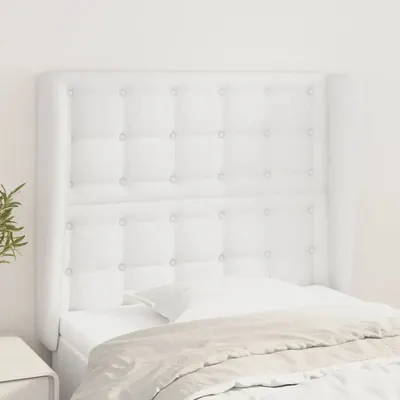 vidaXL Tăblie de pat cu aripioare, alb, 93x23x118/128 cm, piele eco