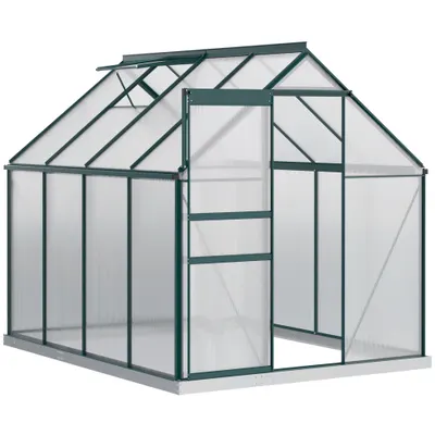 Outsunny Sera pentru plante din aluminiu kit sera de gradina walk-in din policarbonat cu ventilatie, Verde | Aosom Romania