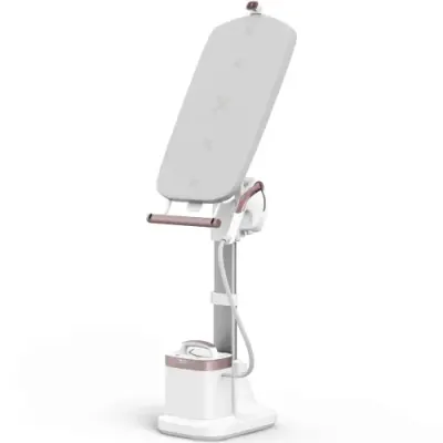 Aparat de calcat vertical cu abur Tefal Ixeo Vision QT1811E0, 2170W, jet de abur 200 g/min, abur variabil 0-80 g/min, 3 trepte de putere, rezervor apa 1.2L, incalzire in 70 sec, oprire automata, iluminare LED (Alb/Roz)