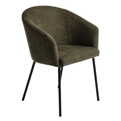Scaun de sufragerie kaki cu cotiere tapițat Easton – Unique Furniture