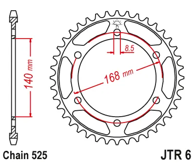 JT - Foaie (spate) JTR6, 42 dinti - BMW F800GS 08 ? 8, 5
