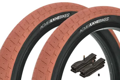 Set cauciucuri BMX KHE ACME 20 inch x 2,40 inch maro + cameră AV