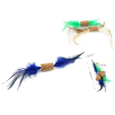 Jucarie pentru pisici - pluta cu pene 20 cm x 2 buc set