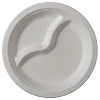 Farfurii Biodegradabile, Compostabile, 2 Compartimente, Rotunde, Albe, 22 cm, 50 buc