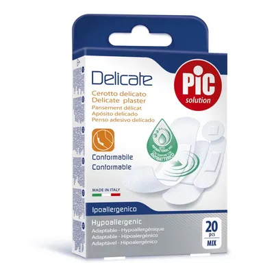 Plasturi piele sensibila Pic Solution Delicate mix 4 dimensiuni cu solutie antibacteriana 20 buccutie