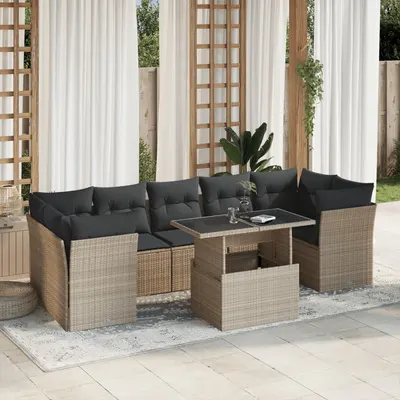 Gossi set mobilier de gradina cu perne, 8 piese gri deschis poliratan