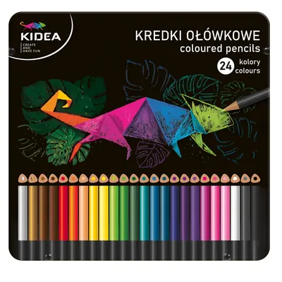 Creione colorate in cutie metalica Kidea - 24 culori