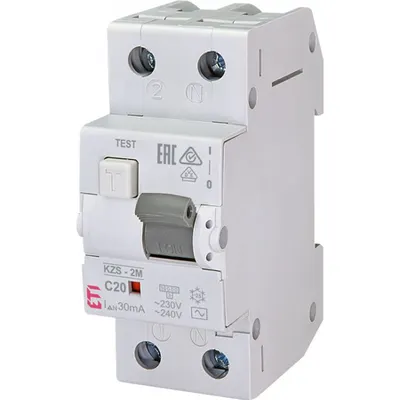 KZS-2M Intrerupatoare de curent rezidual cu protecție la supracurent, 2 module, tip A și AC KZS-2M AC C20/0.03
