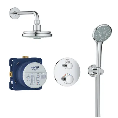 Sistem de dus Grohe Grohtherm Rainshower 160 34735000, 1/2, incastrat, termostat, 160 mm, para de dus, furtun 1.25 m, Crom