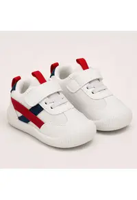 Pantofi sport primii pasi - Talpa flexibila si antiderapanta - Inchidere Velcro - Alb/Rosu - 23EU - Rosu