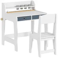 AIYAPLAY Set Birou și Scaun pentru Copii cu Poliță, Alb | Aosom Romania