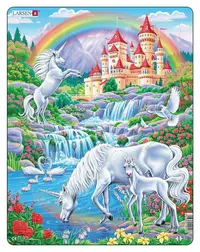 Puzzle pentru copii Larsen din 32 de piese - Unicorni sub curcubeu