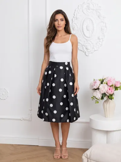 Fusta eleganta neagra cu buline ...
