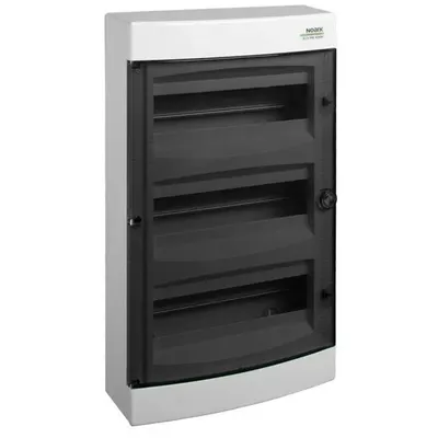 Cofret de distributie din plastic, Noark 110816 PNS 4x18T montare aparenta, usa tranparenta, IP40, 4 randuri, 4x18 module