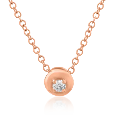 Lant cu pandantiv din aur roz cu diamant de 0.042ct