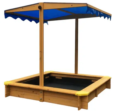 Nisipar din lemn pentru copii cu parasolar Ginger Home - 112 х 112 х 112 cm