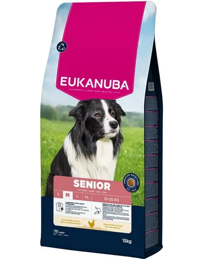 EUKANUBA Senior Medium Breeds Chicken 15 kg hrană câine senior rasă medie, bogată în pui proaspăt