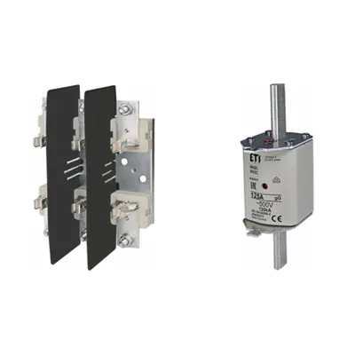 Pachet Protectie Circuit Trifazat: Soclu Siguranta Fuzibila NH2 3P (M10/M10), Siguranta Fuzibila NH2C gG 125A 500V