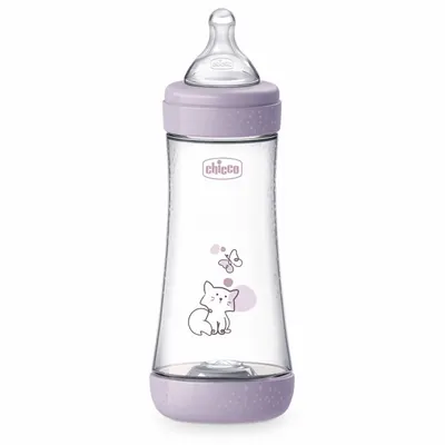 Biberon Chicco Perfect5 300ml, biofunctional, anti-colici, tetina silicon, flux rapid, fata, 4luni