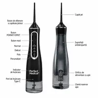 Dus bucal portabil Perfect Medical PM-51B, cu 4 moduri de curatare, rezervor 320 ml si presiune 30-120 PSI