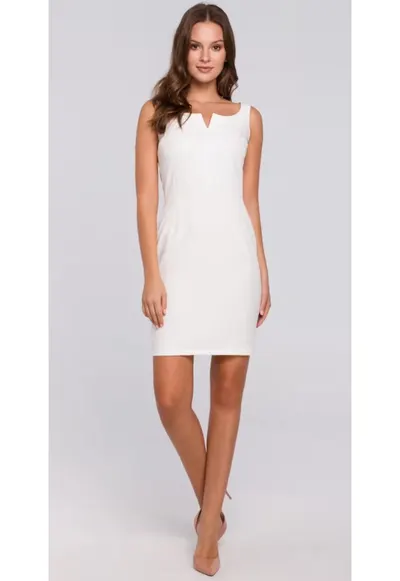 Rochie mini de dama Isord K022 ecru - Alb
