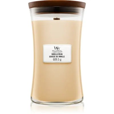 Woodwick Vanilla Bean lumânare parfumată cu fitil din lemn 609.5 g
