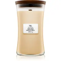 Woodwick Vanilla Bean lumânare parfumată cu fitil din lemn 609.5 g