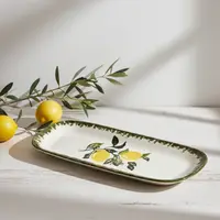 Platou ceramic Morello - Lemons, 24.5 х 9.2 cm, Margine verde