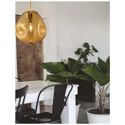 Lampa suspendata LAVA Auriu Metal Handmade Auriu Sticla LED E27 1x12 Wat 230 Volt IP20 Fara bec