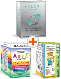 Set A la Z + Silicium Anti-Age + Imunohealth Kids, 60 + 30 tablete + 100 ml, Abo Pharma