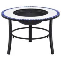 Gossi vatra de foc cu mozaic, albastru si alb, 68 cm, ceramica