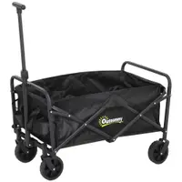 Outsunny Cărucior de Grădină Pliabil și Compact, Cărucior Multifuncțional cu Roți Universale și Mâner Reglabil pentru Sport, Camping, Cumpărături, Negru | Aosom Romania