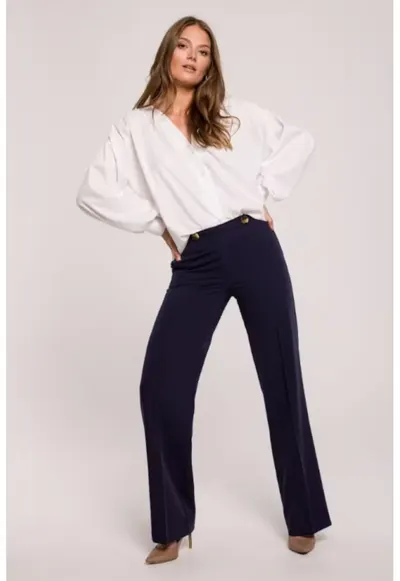 Pantaloni cu croiala dreapta - - Albastru