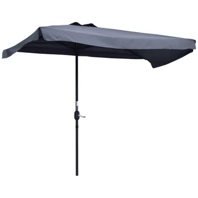 Outsunny Umbrelă Compactă Semicirculară cu Manivelă, Ideală pentru Spații Mici, 230x130x249cm, Gri | Aosom Romania