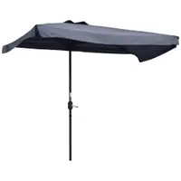 Outsunny Umbrelă Compactă Semicirculară cu Manivelă, Ideală pentru Spații Mici, 230x130x249cm, Gri | Aosom Romania