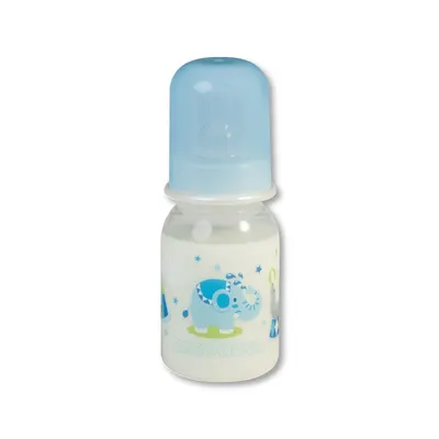 Sticlă de plastic standardă Baby Nova - 125 ml, pui de elefant