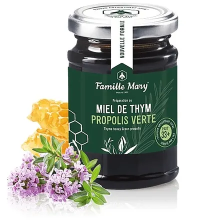 Miere de albine din cimbru sălbatic cu propolis verde, PAOT 33+, 200 g, Famille Mary
