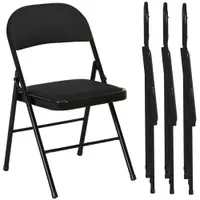 HOMCOM Set de 4 Scaune Pliabile, Scaune Moderne cu Perne din Poliester pentru Acasă și Birou, 45x46x78 cm, Negru | Aosom Romania
