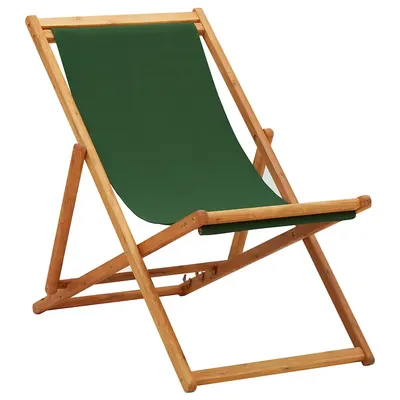 vidaXL Scaun pliabil din lemn de eucalipt și material textil verde