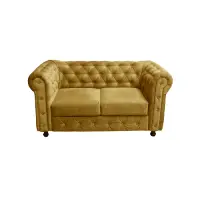 Canapea fixa CHESTERFIELD, 2 locuri, cu arcuri, galben, 168x90x80 cm