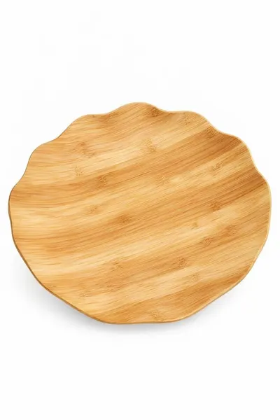 Platou EN GROS din Bambus Natur, Formă Decorativă Ondulată, 30.5 x 30.5 x 4 cm
