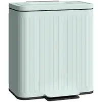 HOMCOM Coș de gunoi pentru bucătărie, 2 x 20 L compartimente, separare eficientă a deșeurilor, pedală, Plastic, Metal, Verde | Aosom Romania