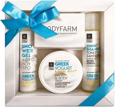 Bodyfarm Set Greek Yogurt & Royal Jelly - Gel de duș, cremă și șampon, 3 х 50 ml